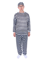Costume de bagnard Stripe prisonnier Déguisements Halloween Costume masculin Déguisements Halloween