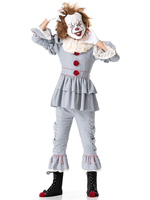 Costume de carnaval fantaisie Clown Pennywise Costume drôle gris clair Peplum vacances Costumes Déguisements Halloween