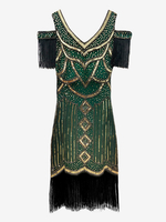 Costume De Charleston Des Années 1920 Robe Manches Courtes Rétro Femmes Élégants