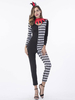 Costume de Clown Déguisements Halloween Femmes Jumpsuit À Carreaux Noir Outfit