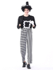 Costume de Clown Homme Adulte Cosplay Rayé Costume Noir Déguisements Halloween