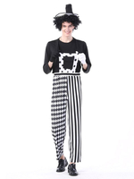 Costume de Clown Homme Adulte Cosplay Rayé Costume Noir Déguisements Halloween