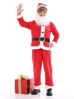 Costume De Cosplay Cadeau Noël Enfant Père Noël Rouge Chapeau Haut De Forme Pantalon Ceinture 4 Pièces Ensemble Costume De Noël Déguisement