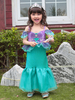 Costume De Cosplay De Sirène Cadeau Noël Enfants Ensemble 2 Pièces Robe De Princesse Coiffure Tenue D’Halloween Déguisement