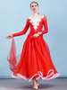 Costume de Danse de Salle de Bal Robes Ras de Cou Manches Longues Appliqué Perlé Performance Performance Danse Déguisements Halloween