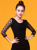 Costume de danse de salon Top noir femmes à manches longues Polka Dot Cowl Neck Training vêtements de danse Déguisements Halloween