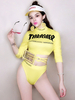 Costume De Danse Hip Hop Sexy Femmes DS Night Club Wear Jaune Pole Dance Déguisements Halloween