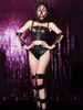 Costume De Danse Jazz Noir Synthétique Femmes Sexy Tenue Déguisements Halloween