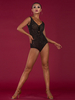Costume de Danse Latine Femme Noire Combinaison Perlée Danseuse Latine Danse Porter Déguisements Halloween
