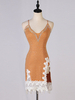 Costume de danse latine femme robe marron blanc fleur