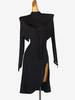 Costume de danse latine noir femmes frange dos nu Lycra Spandex robe Costume de danse