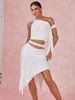 Costume de danse latine robe blanche pour femmes jupe Sexy en Polyester Costume de danse