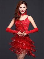 Costume de danse latine Soie de lait Robe de danse Déguisements Halloween