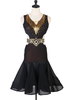 Costume De Danse Latine Strass Perle Frange Noir Femmes Danseuse Latine Danse Porter Déguisements Halloween