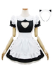 Costume de lolita bonne en polyester bicolore à volants col Peter Pan manches courtes Déguisements Halloween