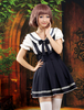 Costume de lolita doux en coton avec noeud et col marin Déguisements Halloween