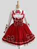Costume de lolita Sweet en coton mélangé bicolore avec noeud col montant manches longues Déguisements Halloween