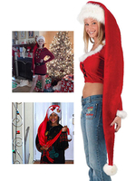 Costume de Noël Chapeau Furry Pom Pom Long Décorations de costumes de Noël Déguisements Halloween