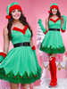 Costume De Noël Elfe Vert Femmes Robe Bustier Set 4 Piece Déguisements Noël