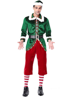 Costume De Noël Homme Cosplay Père Noël À Manches Longues Spectacle Costume Elfe Déguisements Noël