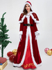 Costume de Noël pour femme Robe de vacances bicolore polyester polyester rouge