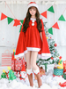 Costume De Noël Père Noël Femme Rouge Robe À Manches Longues Et Un Chapeau Déguisements Noël