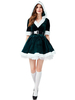 Costume de Noël Vert Foncé Robe Col en V Femme Déguisement Noël