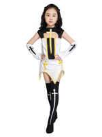 Costume de nonne dhalloween pour enfants blanc à manches longues robe chapeaux gants ensemble de 3 pièces