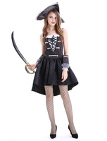Costume De Pirate Cosplay Femmes Filles Robes Noires Déguisements Halloween