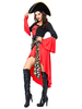 Costume de pirate pour femme Halloween Robe en polyester rouge Chapeau Costumes de carnaval