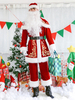 Costume De Père Noël Cosplay De Noël Hommes Haut Pantalon Barbe Chapeau Cape Ceinture Couvre-Chaussure 7 Pièces Déguisements