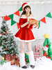 Costume De Père Noël De Noël Rouge Femmes Top Jupe Sash Set 3 Piece Déguisements Noël