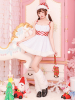 Costume De Père Noël Robe Blanche Chapeau Chaud Femmes Déguisements Noël
