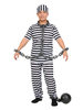 Costume de prisonnier dHalloween Costume de condamné rayé noir et blanc Halloween