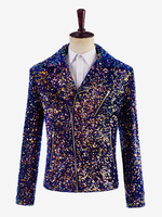 Costume de scène à paillettes pour hommes haut à manches longues Costumes rétro