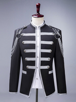 Costume de scène à paillettes pour hommes pardessus à manches longues Costumes rétro Black Palace Performing Arts