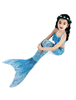 Costume de sirène pour enfants Ensemble de 2 maillots de bain en queue de poisson Halloween bleu océan