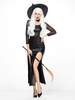Costume De Sorcière Cosplay Femmes Sexy Robes Noires À Manches Longues Chapeau Déguisements Halloween