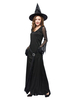 Costume De Sorcière Robe Noir Femmes Sexy Maxi Robe À Manches Longues Déguisements Halloween