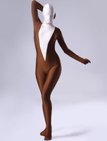 Costume de Zentai bicolore de café et blanc Déguisements Halloween