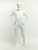 Costume de zentai blanc de combinaison de PVC yeux ouverts et bouche ouverte Halloween