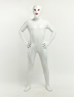 Costume de zentai blanc de combinaison de PVC yeux ouverts et bouche ouverte Halloween
