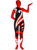 Costume de zentai enveloppé unisexe en lycra spandex détail multicolore artistique Déguisements Halloween