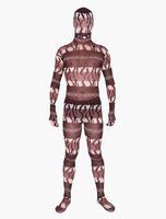 Costume de zentai marron à motif animal en tffany translucide Halloween