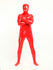 Costume de zentai rouge de combinaison de PVC yeux ouverts et bouche ouverte Déguisements Halloween