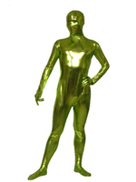 Costume de zentai unisexe enveloppé métallisé brillant vert Déguisements Halloween