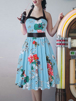 Costume des Années 1950 Pin Up Girl Vintage Robe Imprimé Fleur Rockabilly Robe
