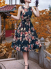 Costume des années 1950 pour femmes Robe vintage Robe évasée à imprimé floral