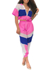 Costume des années 1970 Cosplay Rétro Vintage Halloween Couleur Bloc Tenue de Sports Déguisement Années 80