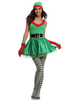 Costume Elfe de Noël Femmes Adultes Robes Vertes 4 Pièce Déguisements Noël